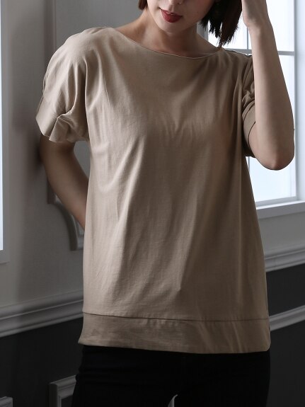 コットン100%袖タックTシャツ　大きいサイズ レディース（カットソー・プルオーバー）POUR VOUS（プールヴー (Lー4L)）  14