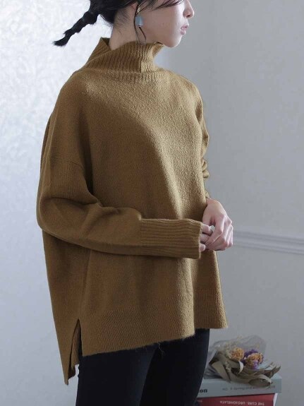 Alinoma】タートルネックワイドセーター 大きいサイズ
