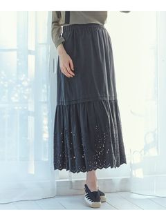 【SLOW/一部店舗限定】フラワーエンブロイダリー スカート