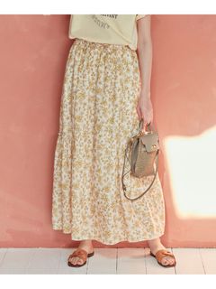 【SLOW/一部店舗限定】ボタニカルプリント スカート