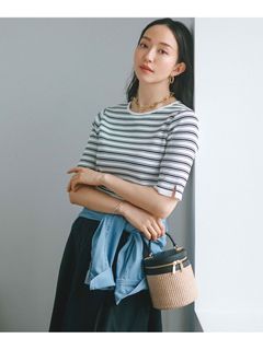 【泉 里香さん着用/洗える】レーヨンポリエステルストレッチ 5分袖 ニット