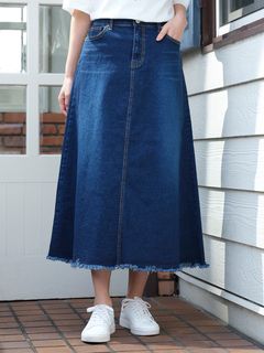 【ＩＮＤＩＭＡＲＫ】デニム・裾フリンジスカート