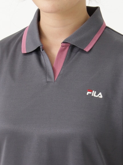 ラインリブロングポロシャツ　大きいサイズ レディース（カットソー・プルオーバー）FILA（フィラ (Lー10L)）  04