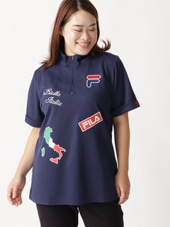 【FILA】プルオーバー半袖ジップシャツ　大きいサイズレディース