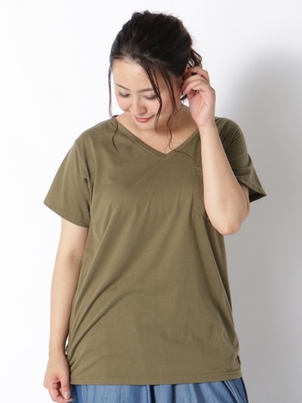 裾ギャザー美ラインＶネックＴシャツ　大きいサイズ レディース（Tシャツ）ジーラ（GeeRAファッション）（ジーラ(Lー6L)）  16