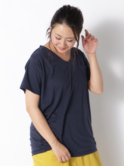 裾ギャザー美ラインＶネックＴシャツ　大きいサイズ レディース（Tシャツ）ジーラ（GeeRAファッション）（ジーラ(Lー6L)）  19