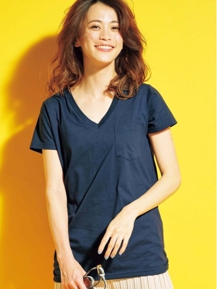 裾ギャザー美ラインＶネックＴシャツ　大きいサイズ レディース（Tシャツ）ジーラ（GeeRAファッション）（ジーラ(Lー6L)）  02