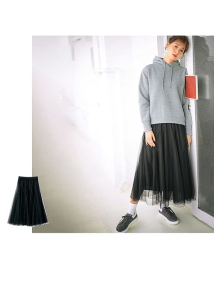 フレアーチュールロングスカート　大きいサイズ レディース（ロング丈・マキシ丈スカート）ジーラ（GeeRAファッション）（ジーラ(Lー6L)）  01