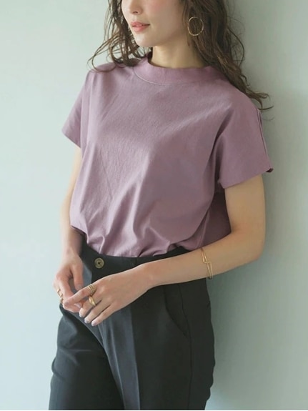 綿１００％プチハイネックＴシャツ　大きいサイズ レディース（Tシャツ）ジーラ（GeeRAファッション）（ジーラ(Lー6L)）  01
