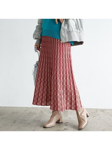 配色ニットプリーツスカート　大きいサイズ レディース（ロング丈・マキシ丈スカート）ジーラ（GeeRAファッション）（ジーラ(Lー6L)）  11