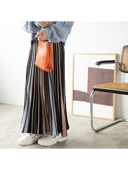 配色ニットプリーツスカート　大きいサイズ レディース（ロング丈・マキシ丈スカート）ジーラ（GeeRAファッション）（ジーラ(Lー6L)）  25