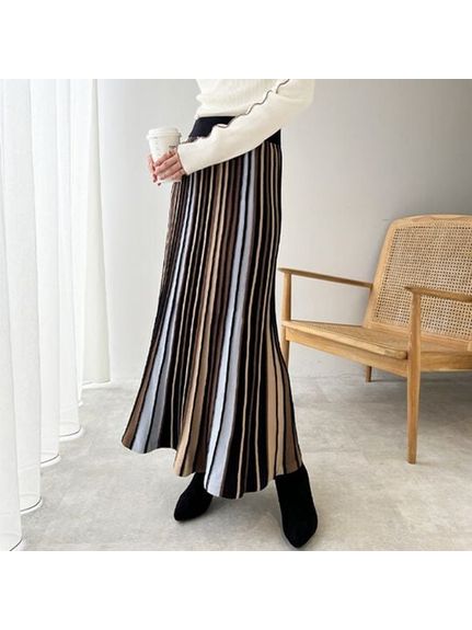 配色ニットプリーツスカート　大きいサイズ レディース（ロング丈・マキシ丈スカート）ジーラ（GeeRAファッション）（ジーラ(Lー6L)）  54