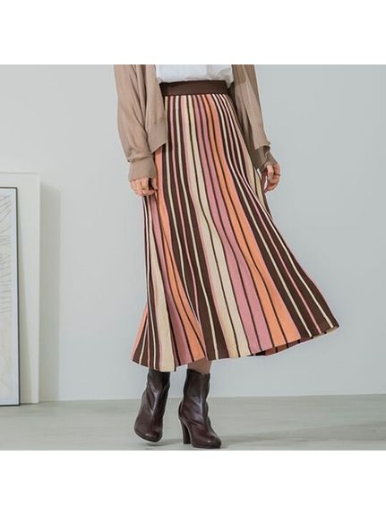 配色ニットプリーツスカート　大きいサイズ レディース（ロング丈・マキシ丈スカート）ジーラ（GeeRAファッション）（ジーラ(Lー6L)）  57
