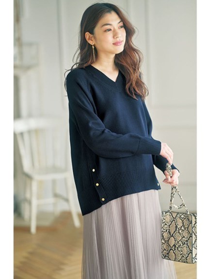裾ボタンＶネックモチモチニット　大きいサイズ レディース（ニット・セーター）ジーラ（GeeRAファッション）（ジーラ(Lー6L)）  33