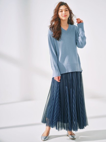 裾ボタンＶネックモチモチニット　大きいサイズ レディース（ニット・セーター）ジーラ（GeeRAファッション）（ジーラ(Lー6L)）  34