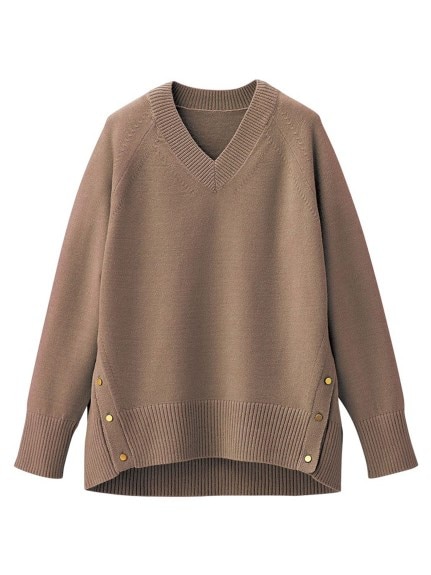 裾ボタンＶネックモチモチニット　大きいサイズ レディース（ニット・セーター）ジーラ（GeeRAファッション）（ジーラ(Lー6L)）  38