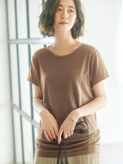 裾ギャザー美ラインクルーネックＴシャツ　大きいサイズ レディース（Tシャツ）ジーラ（GeeRAファッション）（ジーラ(Lー6L)）  01