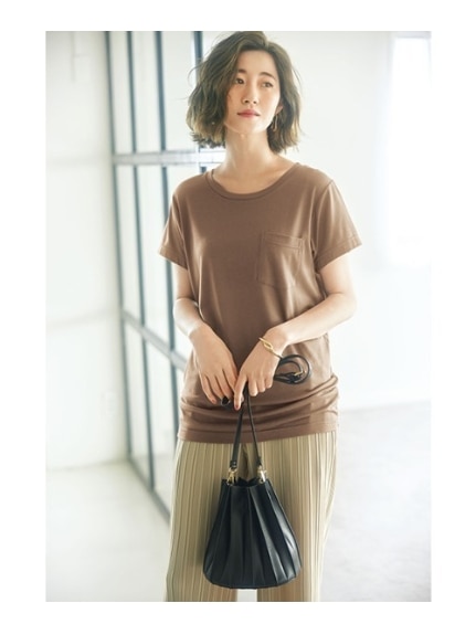 裾ギャザー美ラインクルーネックＴシャツ　大きいサイズ レディース（Tシャツ）ジーラ（GeeRAファッション）（ジーラ(Lー6L)）  03