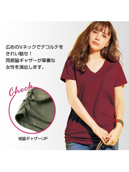 裾ギャザー美ラインクルーネックＴシャツ　大きいサイズ レディース（Tシャツ）ジーラ（GeeRAファッション）（ジーラ(Lー6L)）  09