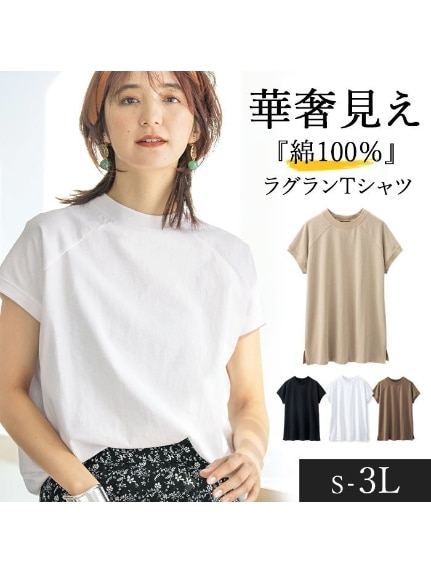 綿１００％プチハイネックラグランＴシャツ　大きいサイズ レディース（Tシャツ）ジーラ（GeeRAファッション）（ジーラ(Lー6L)）  02