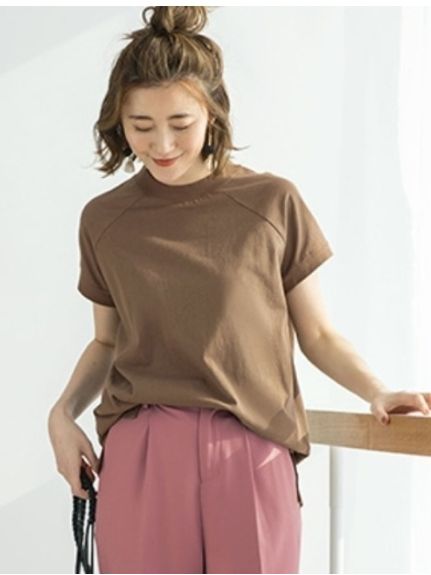 綿１００％プチハイネックラグランＴシャツ　大きいサイズ レディース（Tシャツ）ジーラ（GeeRAファッション）（ジーラ(Lー6L)）  01