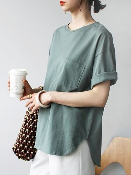 綿１００％ラウンドヘムビッグＴシャツ　大きいサイズ レディース（Tシャツ）ジーラ（GeeRAファッション）（ジーラ(Lー6L)）  01