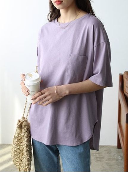 綿１００％ラウンドヘムビッグＴシャツ　大きいサイズ レディース（Tシャツ）ジーラ（GeeRAファッション）（ジーラ(Lー6L)）  02