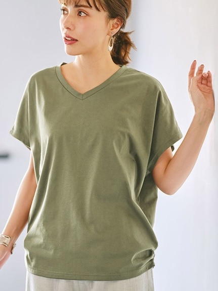 接触冷感！裾ギャザードルマンＴシャツ　大きいサイズ レディース（Tシャツ）ジーラ（GeeRAファッション）（ジーラ(Lー6L)）  02