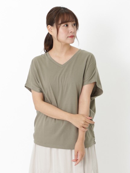 接触冷感！裾ギャザードルマンＴシャツ　大きいサイズ レディース（Tシャツ）ジーラ（GeeRAファッション）（ジーラ(Lー6L)）  05