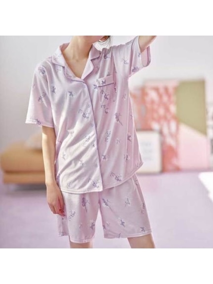 コットンブレンドパイル素材テーラーシャツパジャマ上下セット（パジャマ）GeeRA（インナー・下着）（ラヴィエンヌ (Lー6L)）  04
