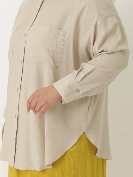 バックレースアップリネン調シャツ　大きいサイズ レディース（シャツ・ブラウス）ジーラ（GeeRAファッション）（ジーラ(Lー6L)）  35