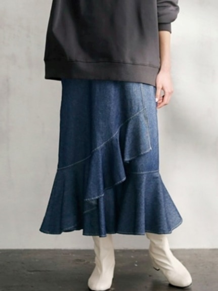 デニムマーメイドスカート　大きいサイズ レディース（デニムスカート）ジーラ（GeeRAファッション）（ジーラ(Lー6L)）  01