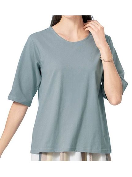 綿１００％汗ジミ対策　ビッグ袖Ｔシャツ（Tシャツ）LAVIENNE（ラヴィエンヌ (Lー6L)）  01