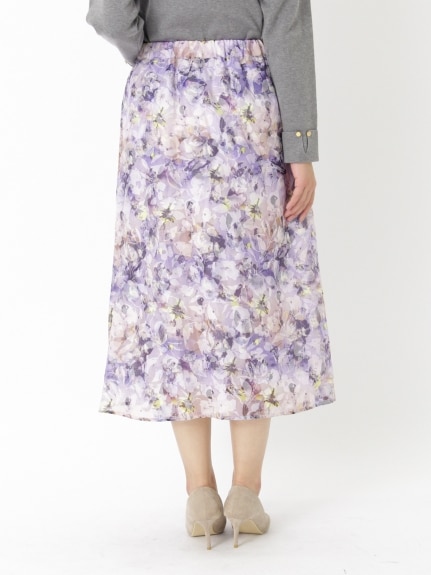 【L-3L】オパール加工花柄スカート　大きいサイズ レディース