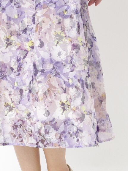 【L-3L】オパール加工花柄スカート　大きいサイズ レディース