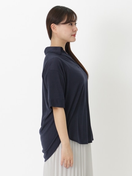 Alinoma】ひんやり！スキッパー衿シャツ風カットソー 大きいサイズ 