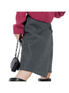 【新着】【L-3L】ウールライク素材ミディ丈スカート　大きいサイズレディース