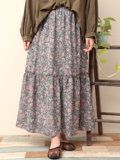 【3-5L】【15号】ペイズリーギャザースカート(ムーチョ)　大きいサイズ レディース