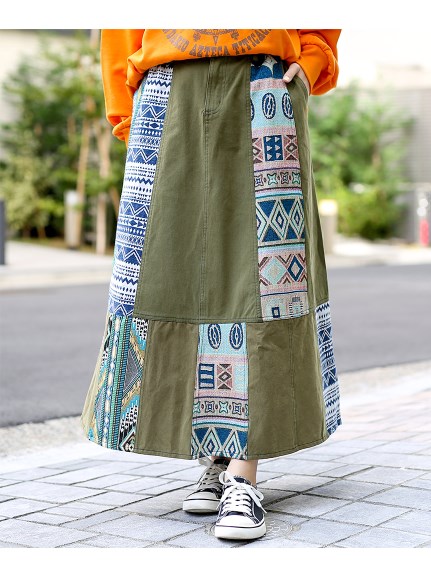 Alinoma】【3-5L】【15号】リメイクパッチワーク スカート(ムーチョ