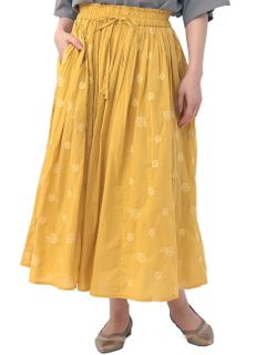 フラワー刺繍 スカート(ムーチョ)大きいサイズレディース