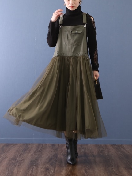 美品 大きいサイズ ローズティアラ サロペット スカート