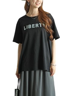 大きいサイズレディース　フロッキープリントロゴTシャツ