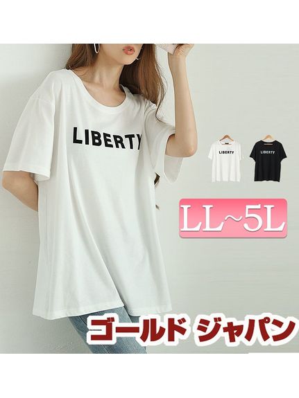 大きいサイズレディース　フロッキープリントロゴTシャツ（Tシャツ）ゴールドジャパン/GOLDJAPAN（ゴールドジャパン(Lー11L)）  01