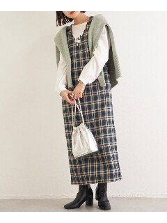 [洗える]TRチェックジャンパースカート【大きいサイズ】