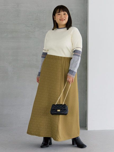Alinoma】【23年冬新作】キルティング切替スカート / 大きいサイズ