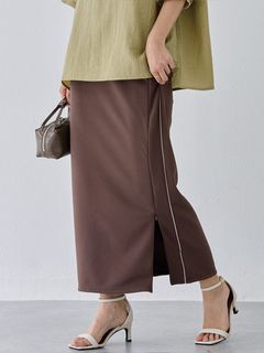 [洗える]パイピングファスナータイトスカート /大きいサイズ ラビアンジェ
