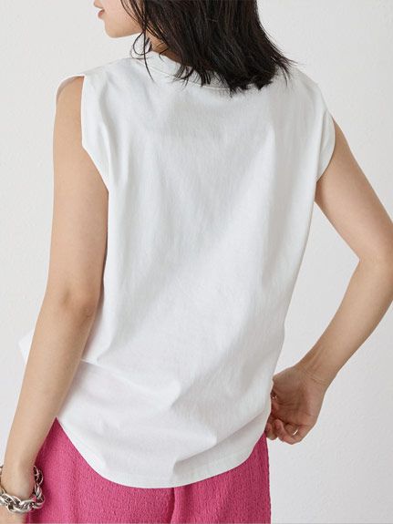 [洗える]襟刺繍ノースリTシャツ /大きいサイズ ラビアンジェ（Tシャツ）ラビアンジェ(LAVEANGE)（ラビアンジェ(LLー5L)）  05