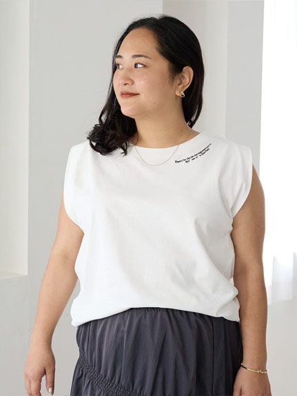 [洗える]襟刺繍ノースリTシャツ /大きいサイズ ラビアンジェ（Tシャツ）ラビアンジェ(LAVEANGE)（ラビアンジェ(LLー5L)）  15