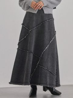 [洗える]リメイクデニムスカート /大きいサイズ ラビアンジェ