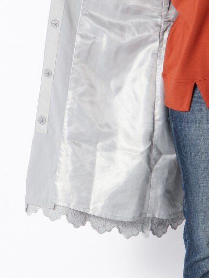 輝きシックなブローチ付き　裾カットワーク刺繍コート（トレンチコート）Ange dodu（アンジェドデュー (Lー6L)）  08
